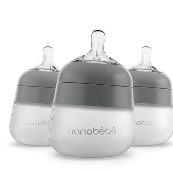 Nanobebe Silicone Baby Bottle Set Anti-colic Pack Of 3, 5 oz, 150ml Venting - Picture 4 of 4